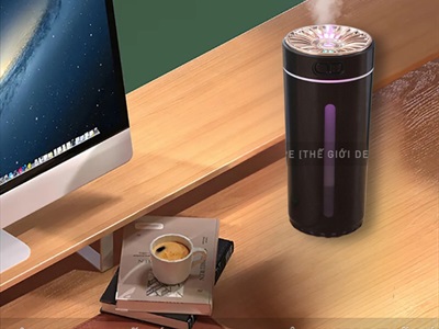 Máy phun sương tạo ẩm cốc ánh kim để xe ô tô bàn làm việc [Cáp USB - Tặng thêm đầu lọc] MAYTAOAM-02